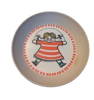 Rosti Denmark Bowl Dinnerware Child Girl Jump Rope Striped Vintage Mepal 2082